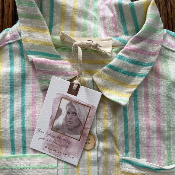 New Jessica Simpson Multicolor Pastel Striped Summer Girl's Romper - 3T - Picture 2 of 6